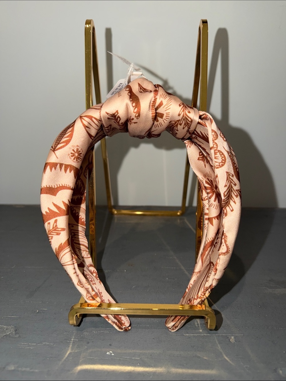 Anthropologie Tan and Rust Patterned Knotted Headband